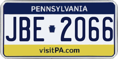 PA license plate JBE2066