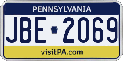 PA license plate JBE2069