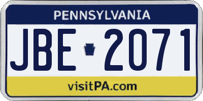 PA license plate JBE2071