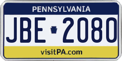 PA license plate JBE2080