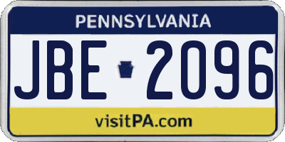 PA license plate JBE2096