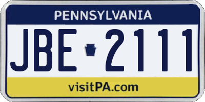 PA license plate JBE2111