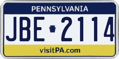 PA license plate JBE2114