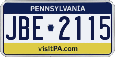 PA license plate JBE2115