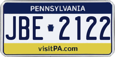 PA license plate JBE2122