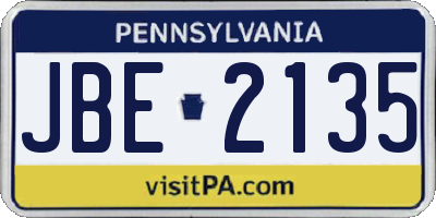PA license plate JBE2135