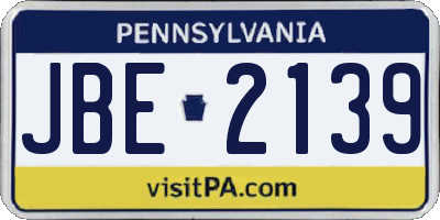 PA license plate JBE2139