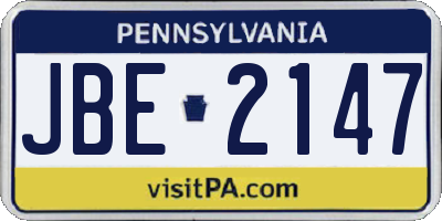 PA license plate JBE2147