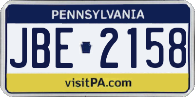 PA license plate JBE2158