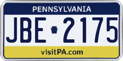 PA license plate JBE2175