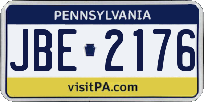 PA license plate JBE2176