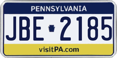 PA license plate JBE2185
