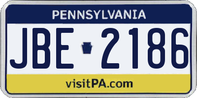 PA license plate JBE2186