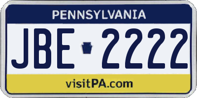 PA license plate JBE2222
