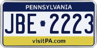 PA license plate JBE2223