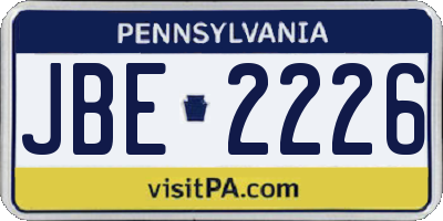 PA license plate JBE2226