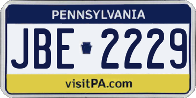 PA license plate JBE2229