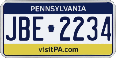 PA license plate JBE2234