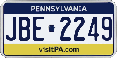 PA license plate JBE2249