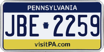 PA license plate JBE2259