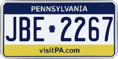 PA license plate JBE2267
