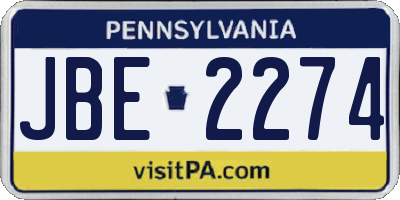 PA license plate JBE2274