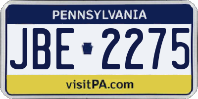 PA license plate JBE2275