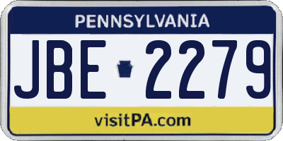 PA license plate JBE2279