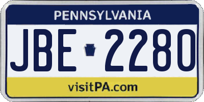PA license plate JBE2280