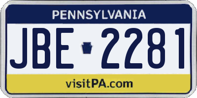 PA license plate JBE2281