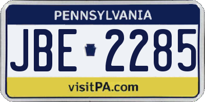 PA license plate JBE2285