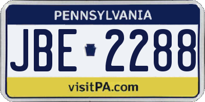 PA license plate JBE2288