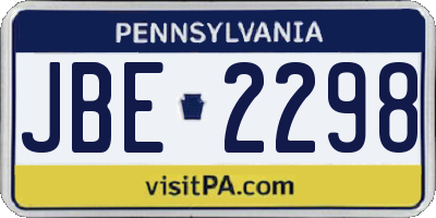 PA license plate JBE2298