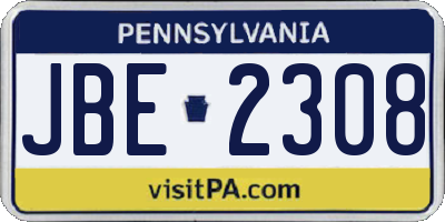 PA license plate JBE2308