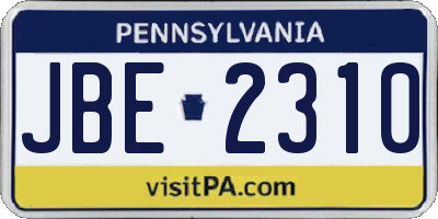 PA license plate JBE2310