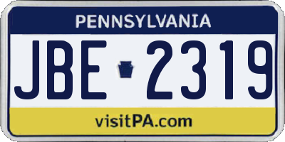 PA license plate JBE2319