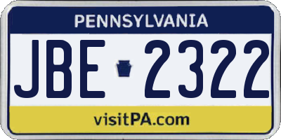 PA license plate JBE2322