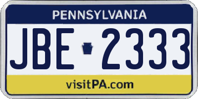 PA license plate JBE2333