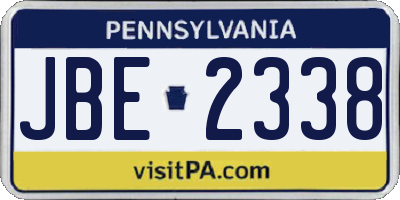 PA license plate JBE2338