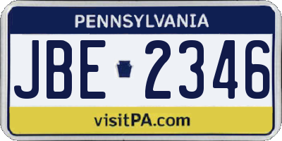 PA license plate JBE2346