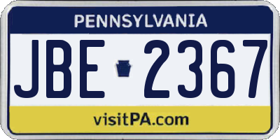 PA license plate JBE2367