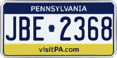 PA license plate JBE2368