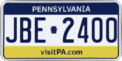 PA license plate JBE2400