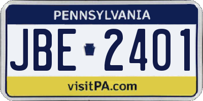 PA license plate JBE2401