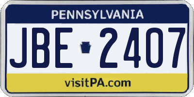 PA license plate JBE2407