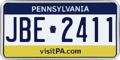 PA license plate JBE2411