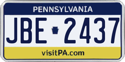 PA license plate JBE2437