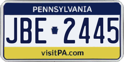 PA license plate JBE2445