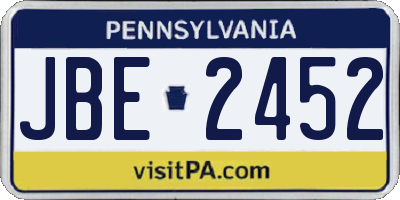 PA license plate JBE2452
