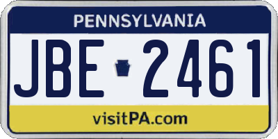 PA license plate JBE2461